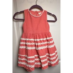 Boden Girls 5-6Y Coral‎ Eyelet Dress with Tulle Lining Vintage Party Look
